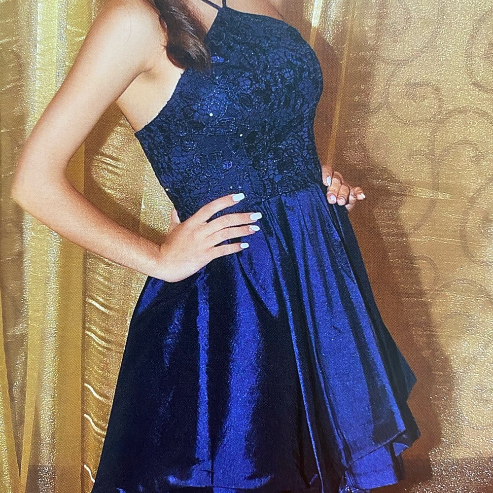 Navy blue dress, perfect for a special occasion